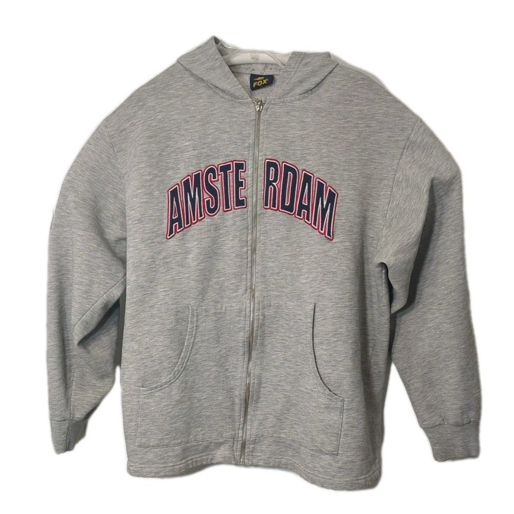 FOX Racing Amsterdam Graphic Zip Hoodie Mens M Gray‎ Motocross Sweatshirt skater